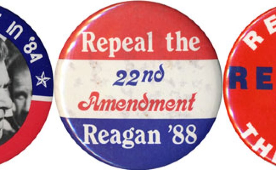 (1) The economy improving, Reagan won 49 states in his re-election bid; (2 & 3) since he left office, some talked wistfully about changing the Constitution to let him run again.