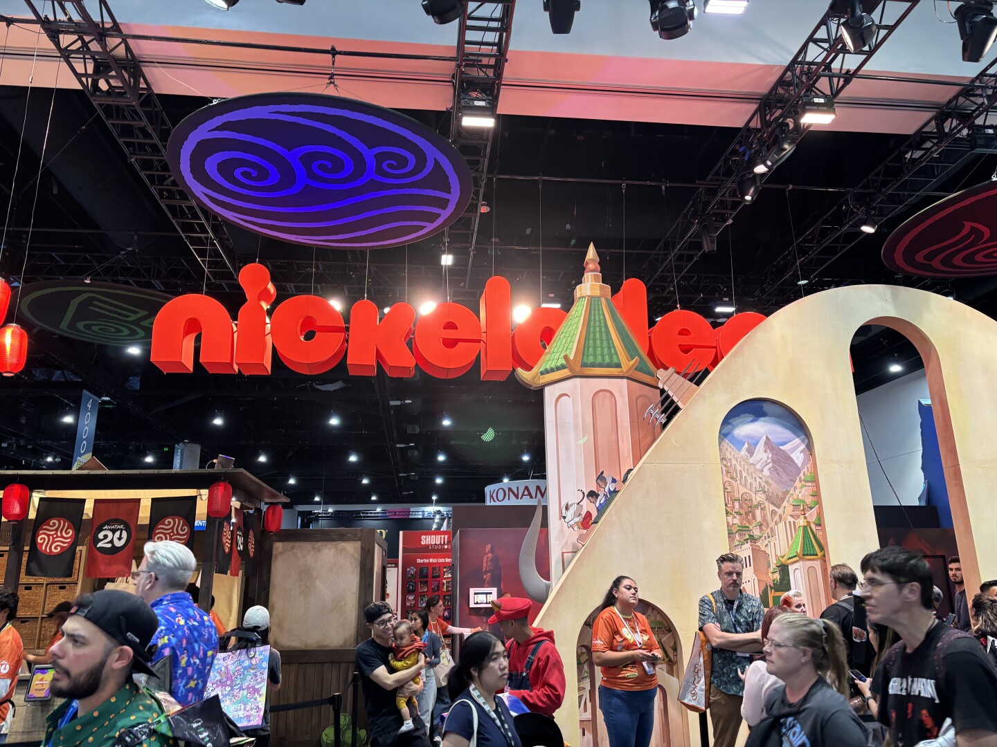 Nickelodeon's 1,800 square-foot booth (#4113) on the convention center floor brings the four elements — water, earth, fire and air — to life through immersive experiences and special photo opportunities. Photo taken July 24, 2025.