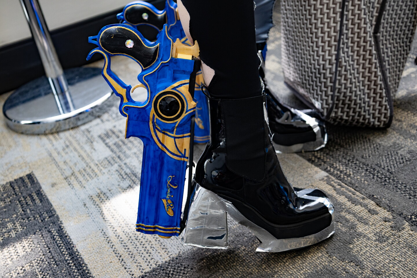 A close-up of a cosplayer's boots at Comic-Con on July 24, 2026.