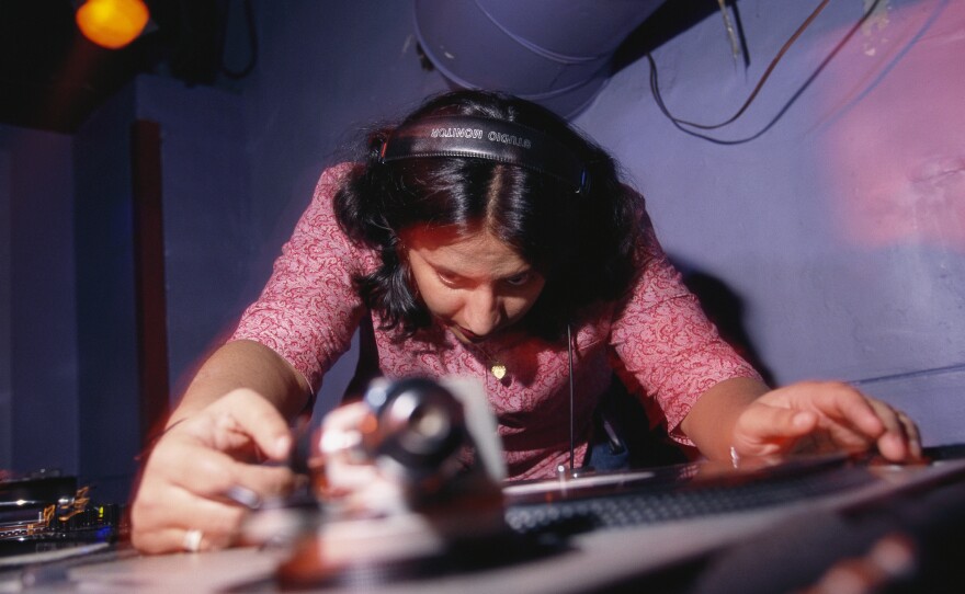 DJ Rekha Malhotra spins Bhahgra music at The Cooler nightclub on West 14th Street in New York City.