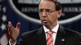 Deputy Attorney General Rod Rosenstein speaks during a news conference at the Department of Justice, Friday, July 13, 2018. 