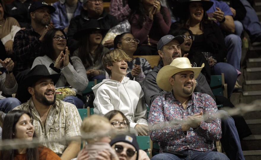 Fans cheer on performers at the National Western Stock Show during the Mexican Rodeo Extravaganza on Jan. 8, 2023, in Denver, Colo.
