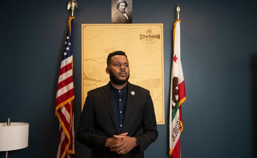 Mayor Michael Tubbs poses for a portrait in his office at city hall in Stockton, Calif. on September 9, 2020.