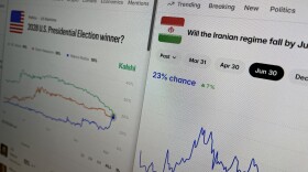 Online prediction markets hosting bets on U.S. presidential election and regime change in Iran.