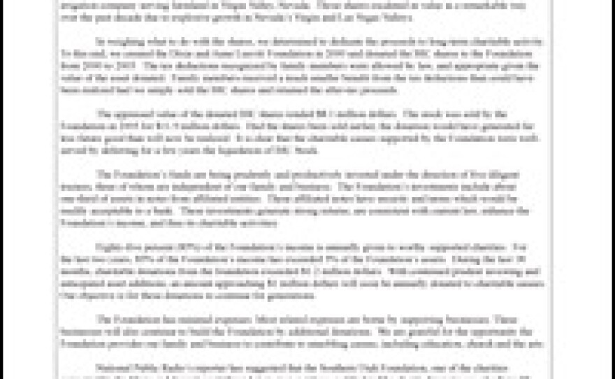 Text of a letter from the Leavitt Group outlining its position.