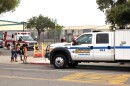 A County of San Diego Hazardous Materials Division vehicle parked outside Rosa Parks Elementary School in City Heights on Friday, Sept. 26, 2025.