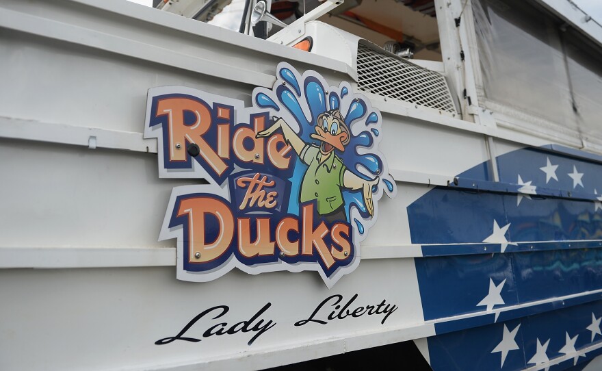 An amphibious boat is seen at Ride The Ducks on July 20, in Branson, Mo. On Friday, the National Transportation Safety Board released a preliminary report of video captured in the minutes leading up to the deadly accident.