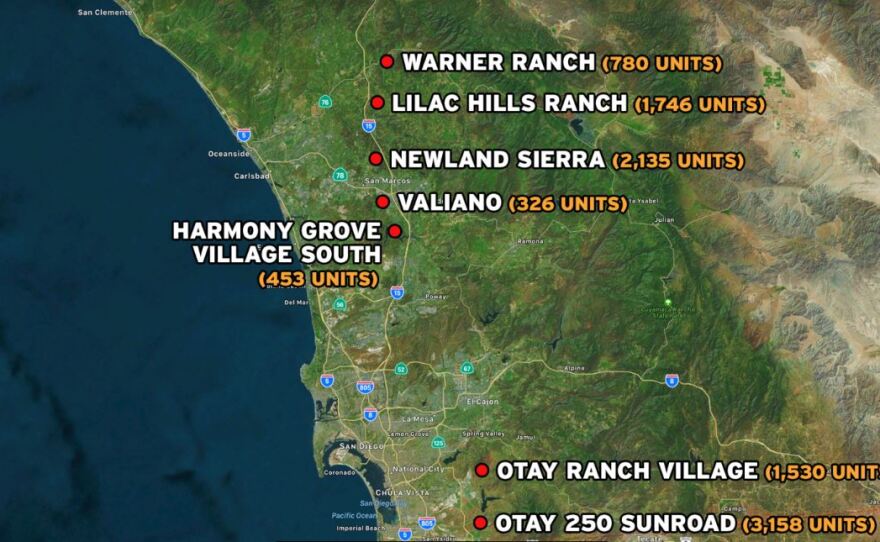 Proposed development projects requesting amendments from the county's General Plan, summer 2018.  July 25th 2018