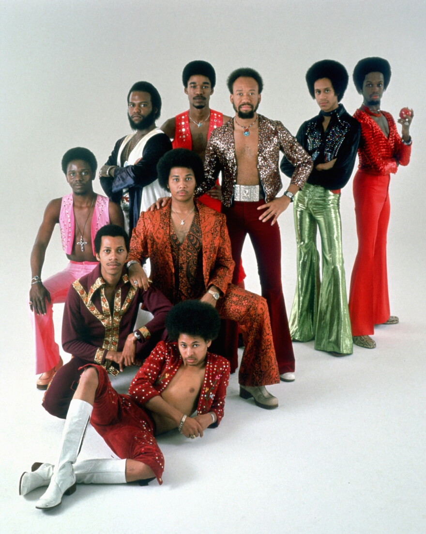 Earth, Wind & Fire pose for a studio portrait circa the mid-1970s.