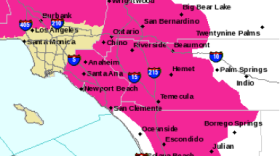 The red shaded areas over this map of San Diego County show where the threat of wildfires is highest during the National Weather Service's Red Flag warning from Tuesday, Nov. 4 through Thursday, Nov. 6th. 