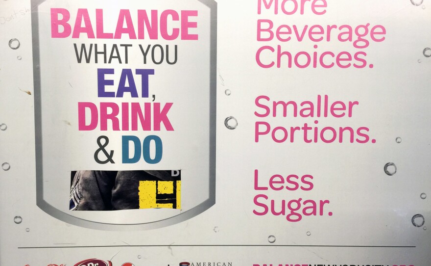 A billboard at a New York subway stop in Brooklyn nudges consumers to think about the calories they consume. It's part of a soda industry-funded campaign to target obesity.