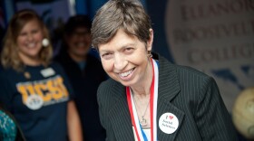 File photo of then-UC San Diego Chancellor Marye Anne Fox at the Funders' Day celebration, Nov. 18, 2010.