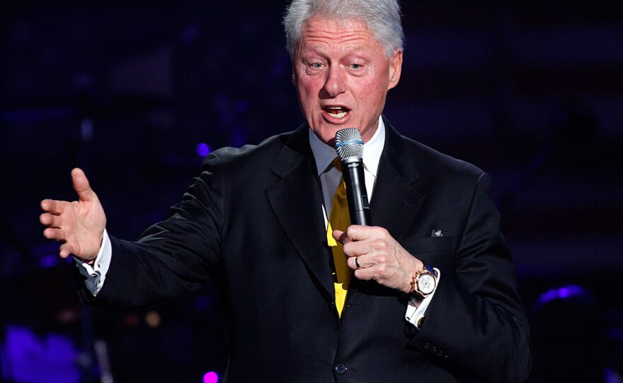 Former President Bill Clinton attends the SOS Saving Ourselves Help for Haiti Live Concert on Feb. 5 in Miami.