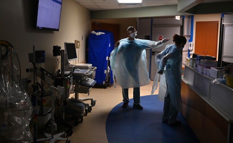 The ICU at Tampa General Hospital in Tampa, Fla., was 99% full this week, according to an internal report produced by the federal government. It's among numerous hospitals the report highlighted with ICUs filled to over 90% capacity.