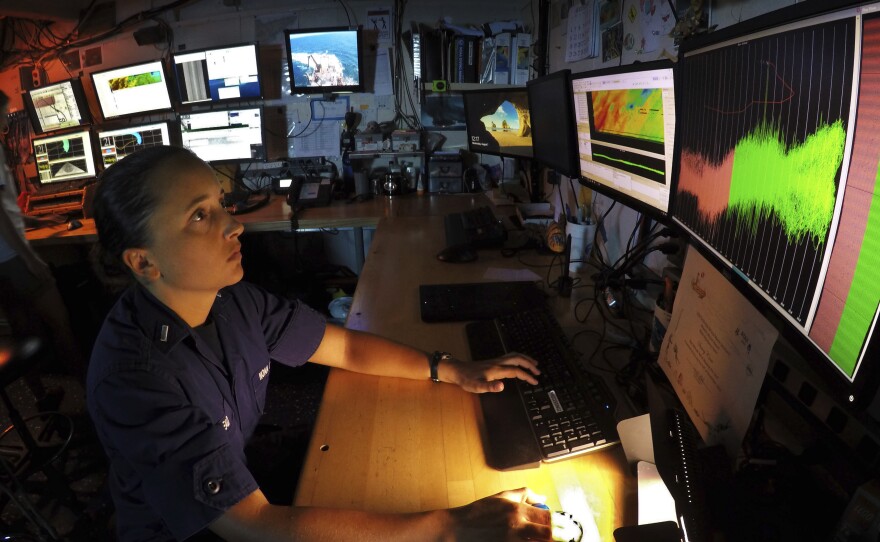 Federal scientists, engineers and other technical workers provide crucial climate and health expertise. Here, Marybeth Head, the vessel operations coordinator for the Gray's Reef National Marine Sanctuary, works aboard the NOAA research ship Nancy Foster in 2019.