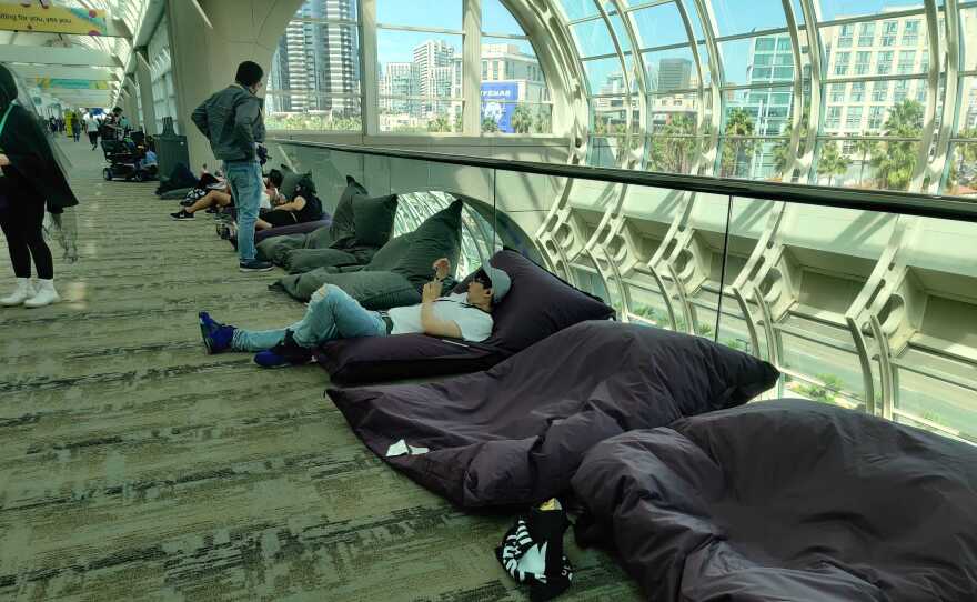 Take note, Comic-Con! The convention center halls have plenty of comfortable seating options for TwitchCon attendees, Oct. 9, 2022.