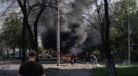 This photo provided by Ukraine's 93rd Kholodnyi Yar Separate Mechanized Brigade press service, shows the site of an aerial guided bomb strike after Russia's air attack in Kramatorsk, Donetsk region, Ukraine, Tuesday, May 5, 2026.
