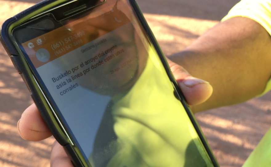 Máximo Garcia shows me a cryptic text message, Sept. 3, 2016.