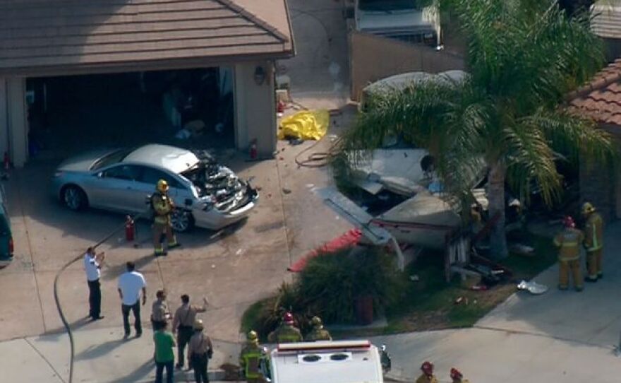 A small plane crashed into a home in Santee on Thursday, Sept. 3, 2015.