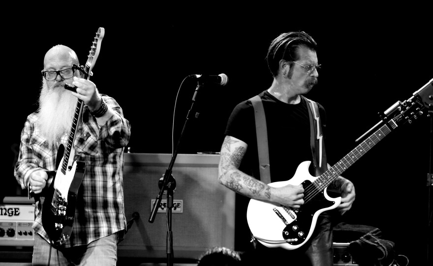 Musician Jesse Hughes (right) and the rock band Eagles of Death Metal will play in Paris Tuesday night to finish the show that was interrupted by gunmen three months ago.