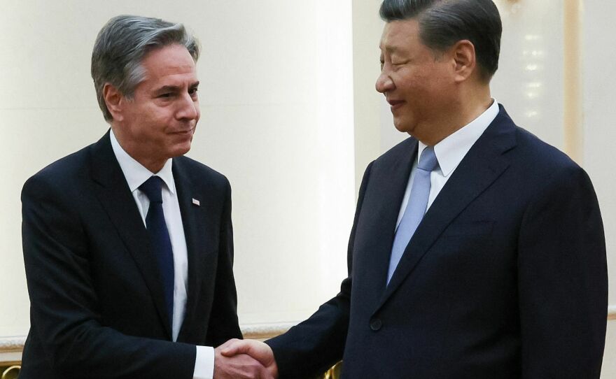 Secretary of State Antony Blinken shakes hands with China's President Xi Jinping at the Great Hall of the People in Beijing on June 19, 2023. Visits by U.S. government officials like China showcase how both countries still need each other despite the worsening trade ties.