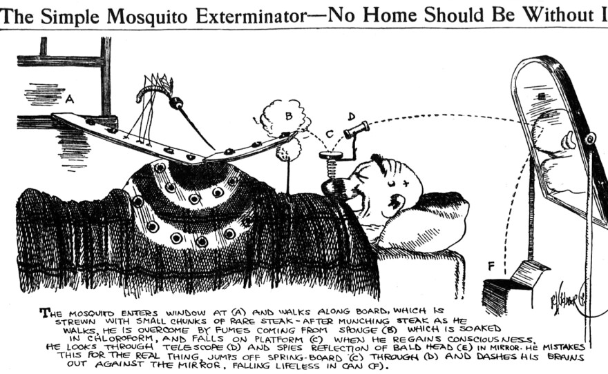 From 1912, this is the first of Goldberg's invention cartoons. Initially, he created only about a dozen such drawings over several years — until they caught on and he realized he had a hit on his hands.