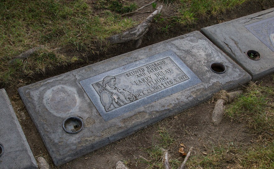 Larry Dulay Itliong's grave marker is simple, like many many others at the Delano Cemetery. In 1965, he convinced the Filipino laborers who harvested much of the vast and profitable grape vineyards to go on strike — even though for most, the work was their only source of income.