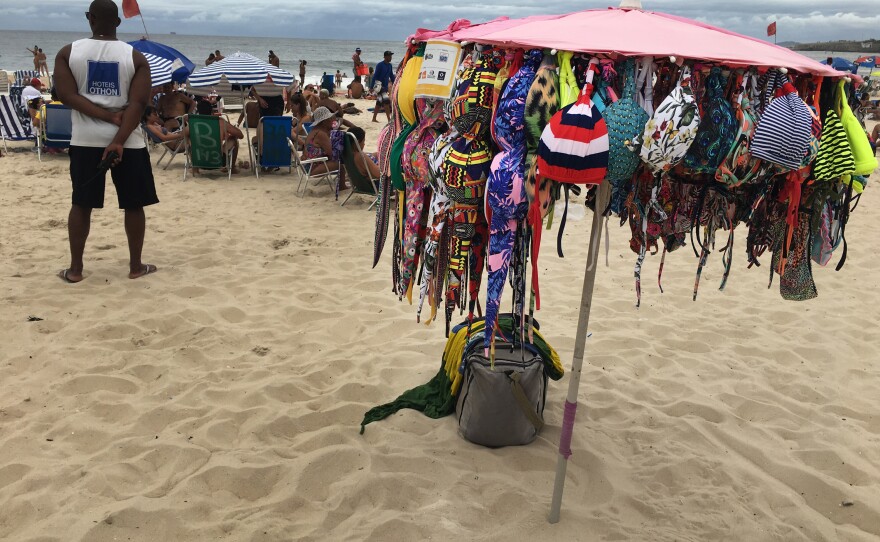 Items for sale on Rio's Copacabana Beach.