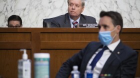Sen. Lindsey Graham, R-S.C., during the confirmation hearing for Supreme Court nominee Amy Coney Barrett, before the Senate Judiciary Committee, Thursday, Oct. 15, 2020, on Capitol Hill in Washington.