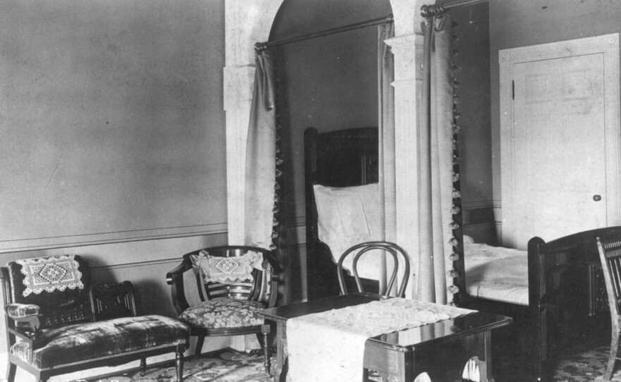 An 1888 photo of Hotel del Coronado wedding suite. The only interior guest room image from 1888.