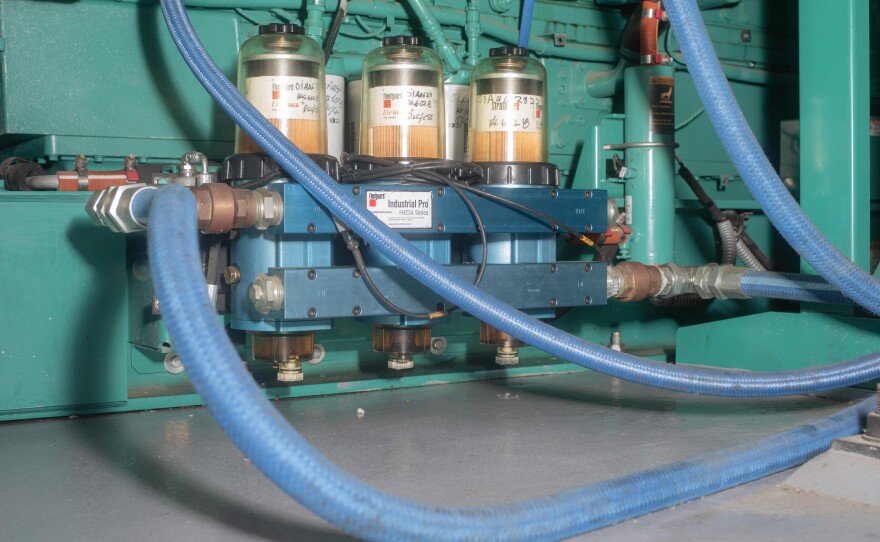 Detail of diesel engine at MCAS Miramar in San Diego, California.