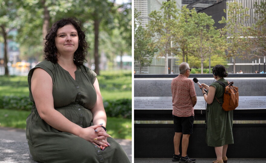 Annmarie Fertoli interviews her father, Rocco Fertoli, at the 9/11 Memorial & Museum.