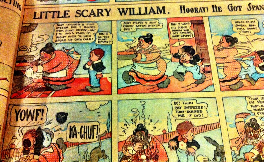 A page of comics from one of the thousands of newspapers in the library basement.