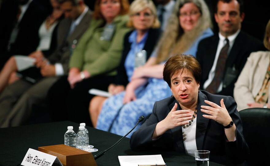 Supreme Court Justice nominee Elena Kagan answers questions from members of the Senate Judiciary Committee on the second day of her confirmation hearings on Capitol Hill in 2010 in Washington, DC.