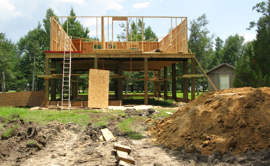 Bill Griffin and his wife Gail are building a new, elevated house in Pearlington, adhering to the new FEMA flood plain elevation standards.