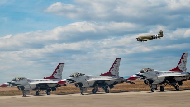 The Mountain Home Air Force Base in Idaho hosted the the Gunfighter Skies Air Show featuring a variety of military aircraft. During the show, two jets collided and crashed into the ground. All of the crew are in "stable condition," according to the base.