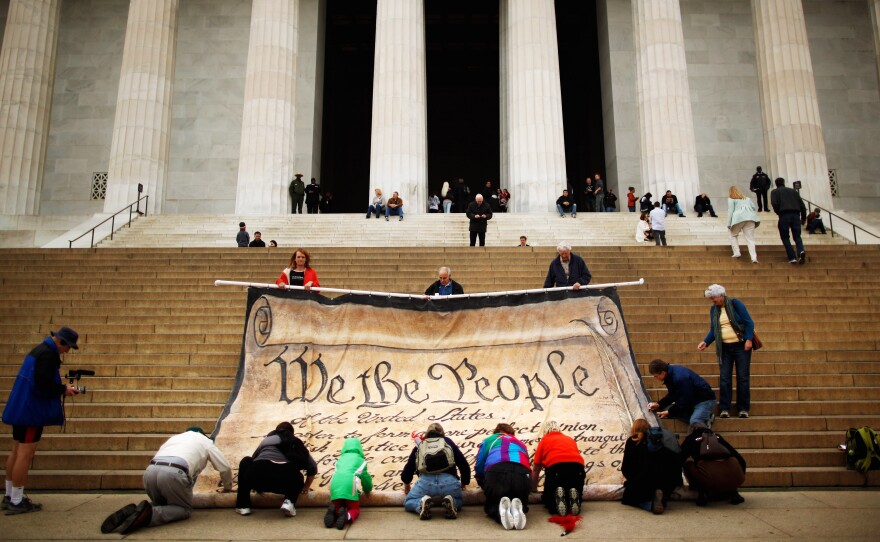 A demonstration is held against the Supreme Court's