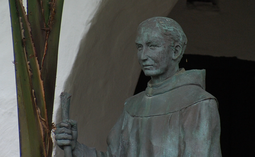 A statue of Junípero Serra stands at Mission San Diego, September 22, 2015.