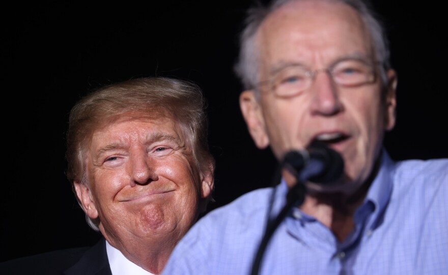 Former President Donald Trump endorsed Iowa Sen. Chuck Grassley during a rally at the Iowa State Fairgrounds on Oct. 9 in Des Moines.