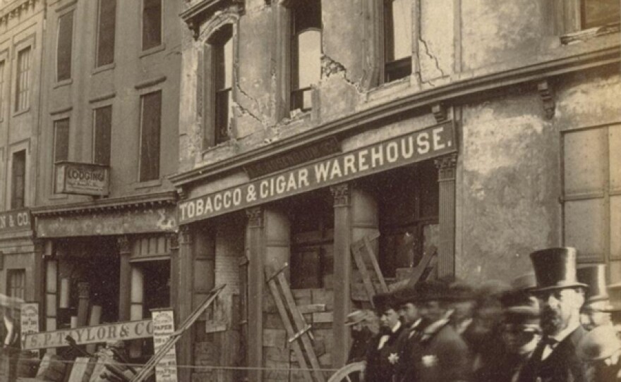 Photographs showing damage throughout the San Francisco Bay area after the 1868 earthquake.