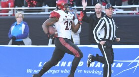 San Diego State Running Back Rashaad Penny runs with a football in this undated photo. 