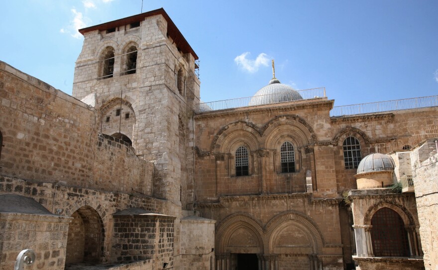 Jerusalem's Church of the Holy Sepulchre, also known as the Basilica of the Resurrection, is home to the Edicule shrine encasing the ancient cave where, according to Roman Catholic and Orthodox Christian belief, Jesus' body was entombed and resurrected.