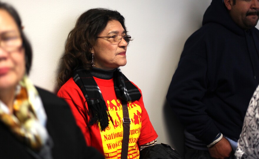 Eva Aucapina, originally from Ecuador, has been a domestic worker for more than 15 years. She traveled from Los Angeles with CHIRLA, a pro-immigrant-rights group, to Washington, D.C., this week to attend a Senate Judiciary Committee hearing on immigration.