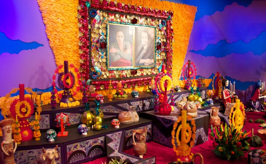 A traditional Dia de los Muertos altar.