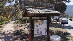 Trees For Health welcome display in Balboa Park, San Diego on Feb. 26, 2025.