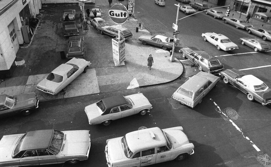 On Dec. 23, 1973, cars formed a double line at a gas station in New York City. The Arab oil embargo caused gas shortages nationwide and shaped U.S. foreign policy to this day.