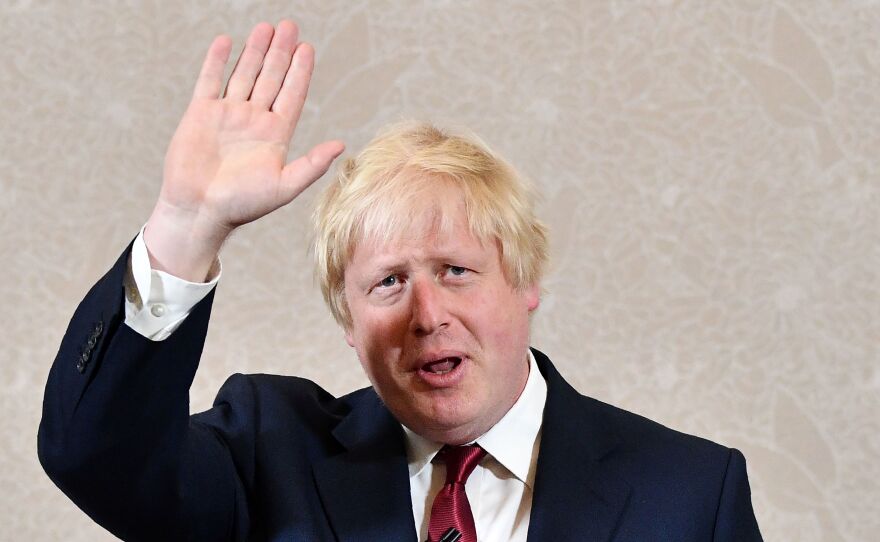 Brexit campaigner and former London Mayor Boris Johnson waves after addressing a press conference in central London on Thursday. Johnson said he will not stand to succeed Prime Minister David Cameron, as had been widely expected.
