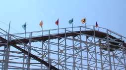 The Giant Dipper roller coaster is shown at Belmont Park on June 24, 2025.