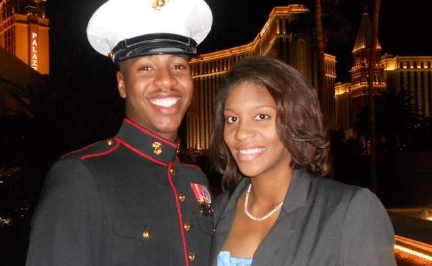 Lance Cpl. Steven Stevens with wife Monique.