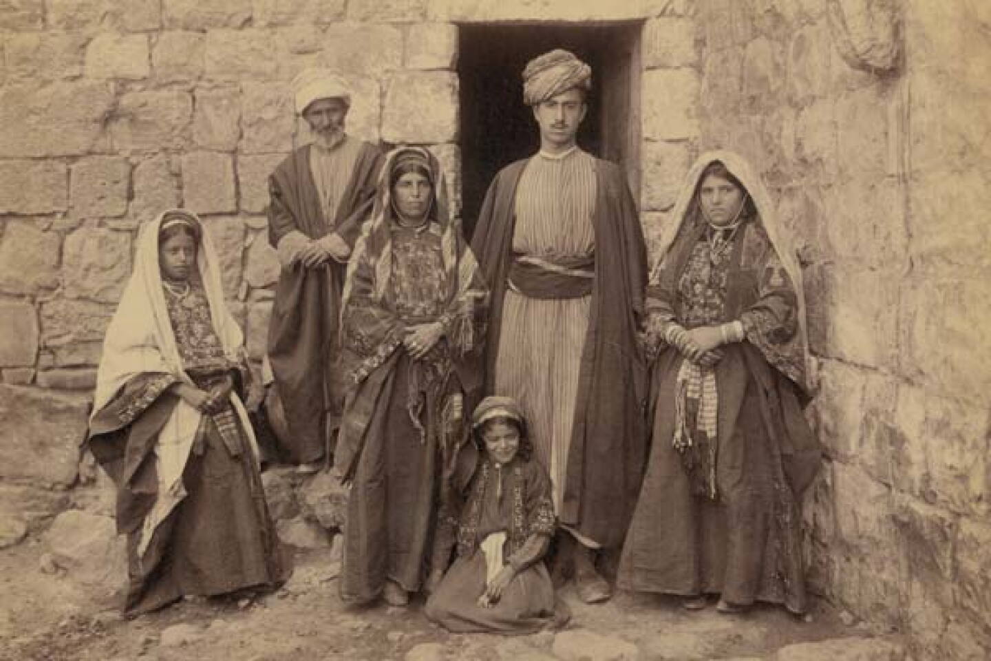 An Arab family of Ramallah, 1900-1910. Most Arabs lived in the hill towns of Palestine, away from the coastal lowlands where Zionist activity would first take root.